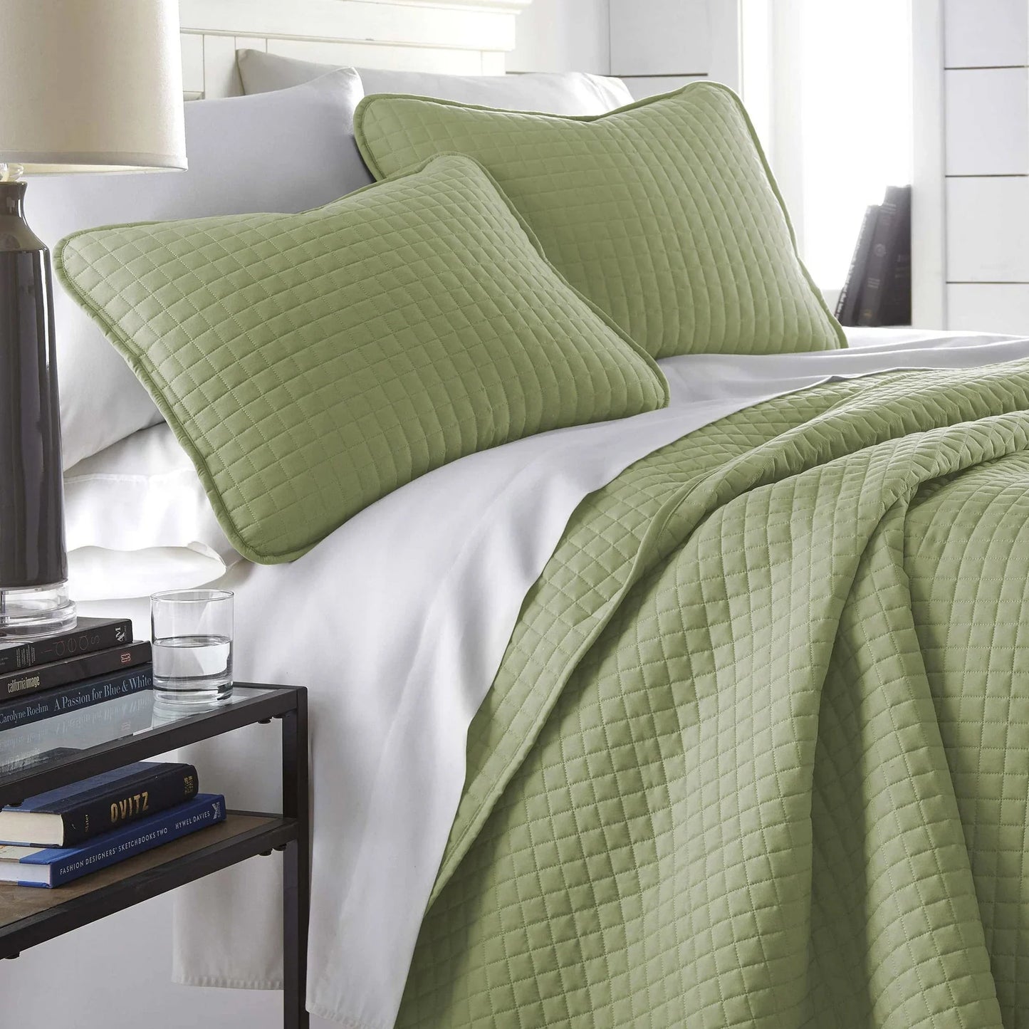 Small Squares Classic Quilt Set, Green