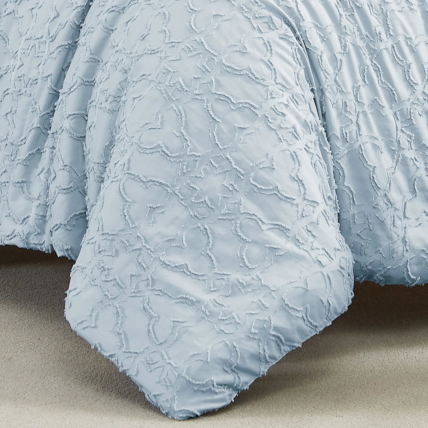 Moroccan Pattern Comforter Set, Light Blue