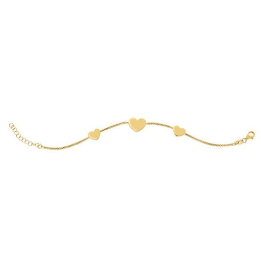 14K Plated Hearts Station Necklace