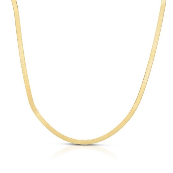 14K Plated Herringbone Chain Necklace, 2.7mm
