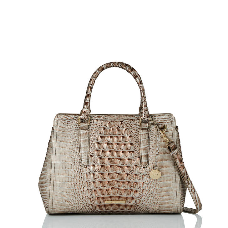 Brahmin Melbourne Collection Small Finley Satchel, Silver Lining