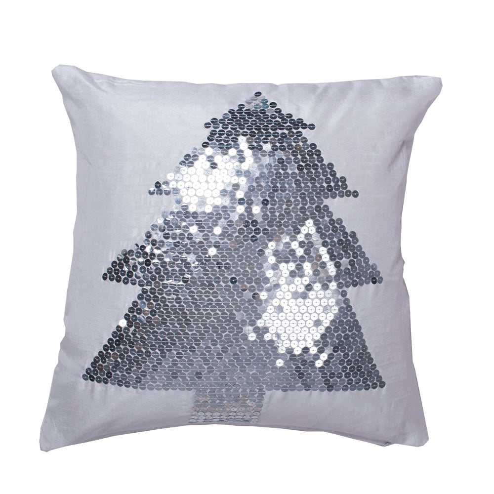 Holiday Tree Sequin & Silk Pillow