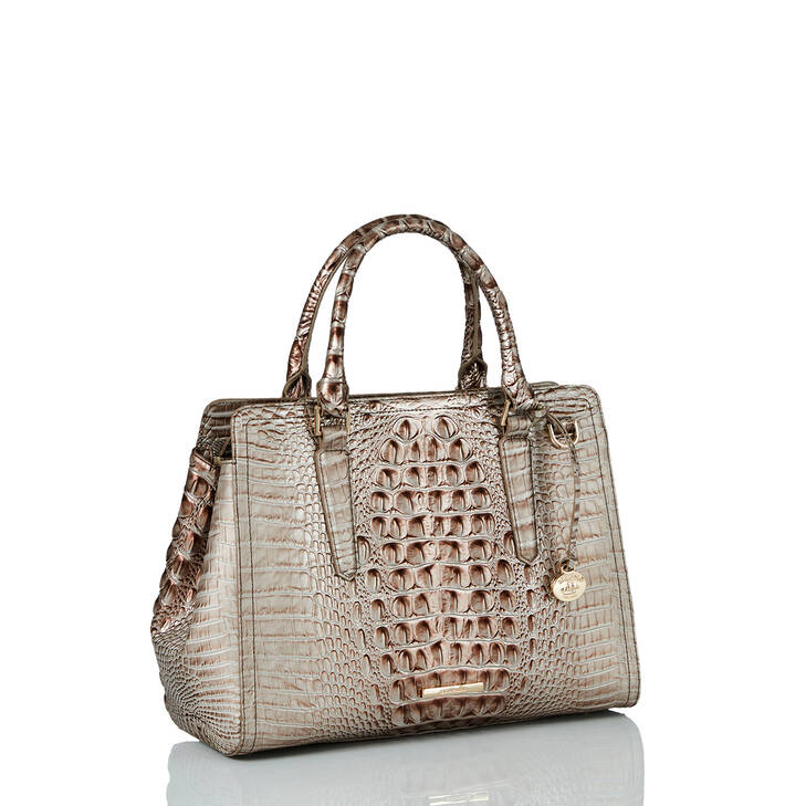 Brahmin Melbourne Collection Small Finley Satchel, Silver Lining