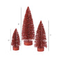 Red Mini Glitter Trees, Set of 3
