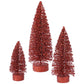 Red Mini Glitter Trees, Set of 3